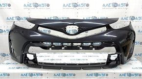 Front bumper, bare, Toyota Prius V 15-17 rest, black, crack, cracks in fasteners, scratches