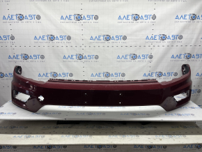 Front bumper bare VW Tiguan 18-21 red, without plug, scratches, non-factory holes