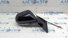 Right side mirror assembly for Toyota Prius 50 16-20, 6 pins, BSM, black with chrome molding, scratches, chips