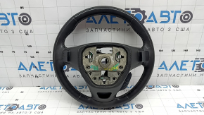 The steering wheel is bare, Chevrolet Volt 16-19, black leather, with buttons, paddle shifters, and heating. The coating is peeling, there are scratches, and scuffs.