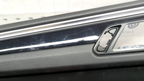 Door trim, front left, Porsche Macan 15-26, black, Base, insert, black gloss, armrest, black leather, scratches on the insert