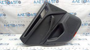 Door trim, rear left, Porsche Macan 15-18, black leather, without backlighting and curtains, black gloss insert, black leather armrest, scratches