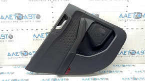 Door trim panel, rear left, Ford Escape MK4 20-22, black with black plastic insert, black leather armrest, with handle, scratches, broken mount