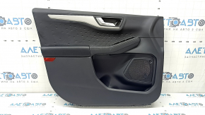 Front left door panel for Ford Escape MK4 2020-2022, black with black plastic insert, black leather armrest, gray molding, with handle, scratches, dents