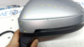 Left side mirror assembly for Audi A4 B9 17-19, 15 pins, turn signal, auto-dimming, memory, BSM, silver, chipped