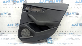 Black rear right door panel for Audi A4 B9 17-19, black leather armrest, black leather insert, Bang & Olufsen, with buttons, scratches, tear, dent