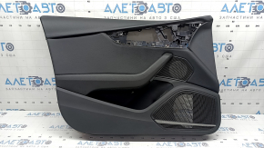 Black door trim panel, front left, Audi A4 B9 17-19, black leather armrest, black leather insert, Bang & Olufsen