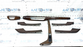 Set of interior trims for Audi A4 B9 17-19 in brown wood, quattro, scratches