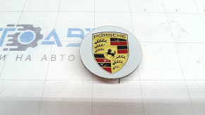 Wheel center cap for Porsche Macan 15-26, color emblem for R18, 64.5/46.5 mm, silver, corrosion