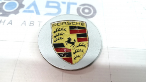 Wheel center cap for Porsche Macan 15-26, color emblem for R18, 64.5/46.5 mm, silver, corrosion