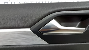 Front left door trim for VW Jetta 25-26, black with black leather insert, leather armrest, gray type 2 molding, with handle, scratches