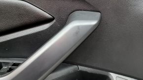 Front left door trim for VW Jetta 25-26, black with black leather insert, leather armrest, gray type 2 molding, with handle, scratches