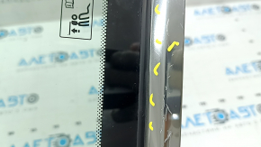 Rear right window, blind glass, Audi A6 C8 19-25 triplex with chrome molding, scratches, dents on the molding