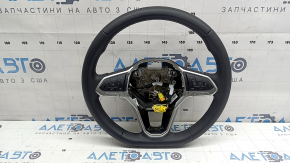 VW Jetta 22-26 black leather steering wheel with radar buttons and a glossy black lower trim