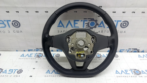 VW Jetta 22-26 black leather steering wheel with radar buttons and a glossy black lower trim