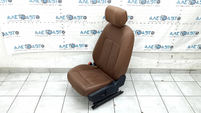 Driver's seat for Audi A6 C8 19-25 with airbag, electric, heated, ventilated, light brown leather, black plastic, bracket corrosion, microcracks