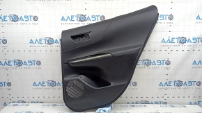 Door trim panel, rear right, Toyota Venza 21-22 XLE, Limited, black leather with gray stitching, dark gray trim, with button, scratches, bump