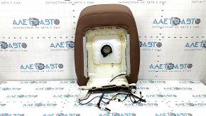 Audi A6 C8 19-25 passenger seat back upholstery, light brown leather, heated, ventilated, torn, worn