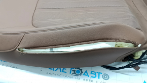 Audi A6 C8 19-25 passenger seat back upholstery, light brown leather, heated, ventilated, torn, worn