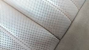 Audi A6 C8 19-25 passenger seat back upholstery, light brown leather, heated, ventilated, torn, worn