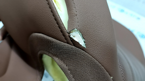 Audi A6 C8 19-25 passenger seat back upholstery, light brown leather, heated, ventilated, torn, worn