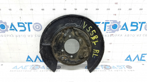 The rear left brake disc cover of a Toyota Camry v55 15-17 USA is dented.