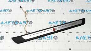 Audi A6 C8 19-25 black outer door sill trim with chrome insert and backlight, S-Line, scratches