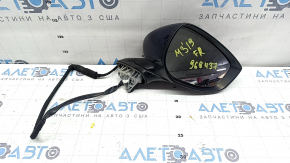 Right side mirror assembly Mazda 3 19-22 4d 6-pin, turn signal, heated, BSM, Japan built, blue, worn