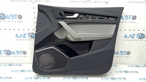 Door trim panel, front right, Audi Q5 80A 21-24, black, armrest and insert, gray leather, with overlays, with handle