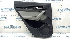 Door trim panel rear left Audi Q5 80A 21-24 black, armrest and insert gray leather, with overlays, with handle, tear, dents, scratches