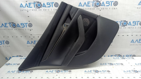 Rear left door panel trim Mazda 3 19-22 4d black leather, Japan built, with speaker trim and handle cap, armrest and insert black leather, brown stitching