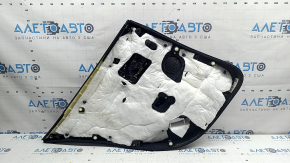 Rear right door panel for Mazda 3 19-22 4D, black leather, Japan built, with speaker trim and handle cap, armrest and insert, black leather, brown stitching
