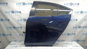 Rear left door assembly Mazda 3 19-26 4d, blue 42M, bumpers, torn side trim seal