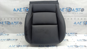 Mazda 3 19-22 passenger seat cushion upholstery, black leather, brown stitching