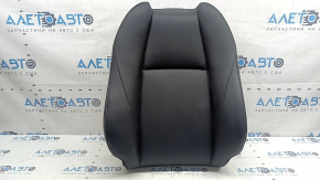 Mazda 3 19-22 passenger seat back upholstery, black leather, brown stitching