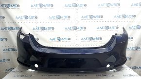 Naked rear bumper Mazda 3 19-26 4d, blue, non-factory holes, missing fragment, crack