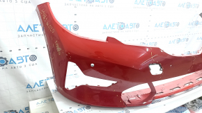 Bare front bumper BMW 3 G20 19-22 for parking sensors, red, chips, non-factory holes, peeling paint, scratches, repainted