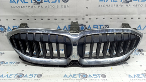 Radiator grille assembly BMW 3 G20 19-22 with blinds, chrome, without chamber, cracked