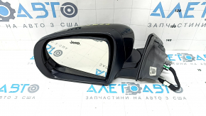 Left side mirror assembly for Jeep Compass 17-26, 5+4 pins, BSM, heated, turn signal, gloss black, scratches