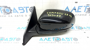 Left side mirror assembly for Jeep Compass 17-26, 5+4 pins, BSM, heated, turn signal, gloss black, scratches