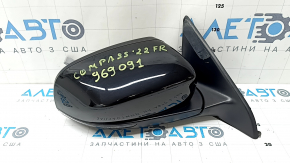 Right side mirror assembly for Jeep Compass 17-26, 4+5 pins, BSM, turn signal, heated, gloss black, glued