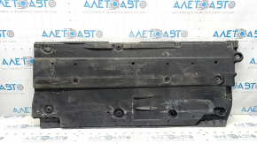 Left underbody protection for Toyota Prius 50 19-22 is dented and torn.