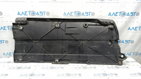 Left underbody protection for Toyota Prius 50 19-22 is dented and torn.