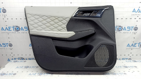Mitsubishi Outlander 22-23 front left door panel, black with gray leather, with gray leather armrest, with backlight, scratches, needs cleaning