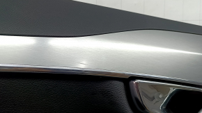 Door trim, rear left, Volvo XC90 16-23, black leather, gray insert, black leather armrest, with handle, without curtain, scratches, bumps