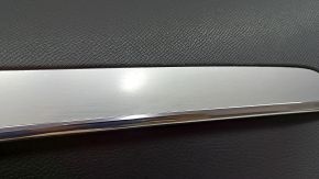 Door trim panel, rear right, Volvo XC90 16-23, black leather, gray insert, black leather armrest, with handle, without curtain, scratches