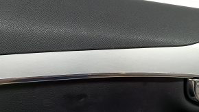 Black front left door panel for Volvo XC90 16-22, black leather insert, black leather armrest with handle, gray insert, scratches, bump