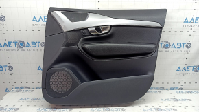 Black front right door panel for Volvo XC90 16-22, black leather insert, black leather armrest with handle, gray insert, scratches
