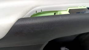 Jeep Compass 22-26 black front left door panel, gray leather insert and armrest, brown stitching, backlit, cleanable, scratches