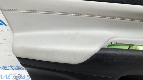 Jeep Compass 22-26 black front left door panel, gray leather insert and armrest, brown stitching, backlit, cleanable, scratches